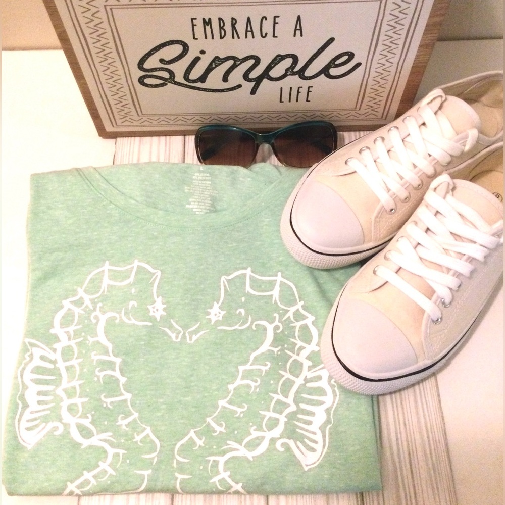 Green Seahorse Graphic Tee and White Sneakers
Bundle